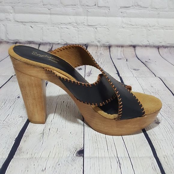 Seychelles Black Platform Sandal Heels 11 - Picture 6 of 9
